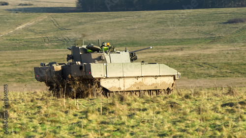 Photos British army General Dynamics Ajax Reconnaissance and Strike armoured fighting vehicle (AFV), tank in action