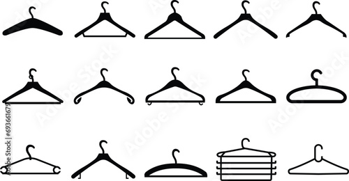 Canvas Print Clothes Hanger Icon in flat style set