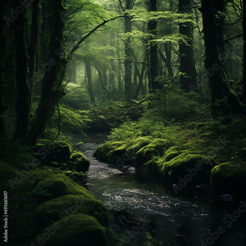 soft focus photography of a lush green forest
