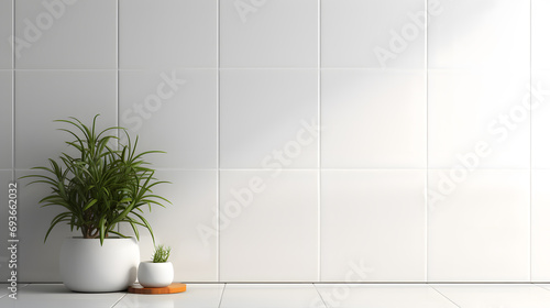 White ceramic rectangle mosaic tile geometric pattern. Classic white brick tile 