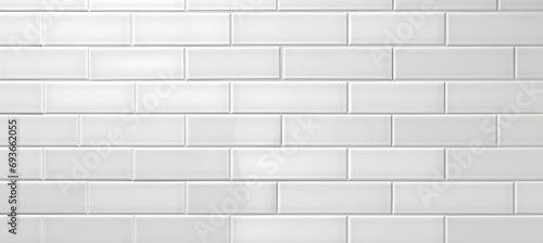 White ceramic rectangle mosaic tile geometric pattern. Classic white brick tile 