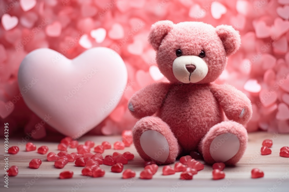 Teddy Bear and Heart-Shaped Box on Valentines Day Teddy Bear and Heart-Shaped Box on Valentines Day