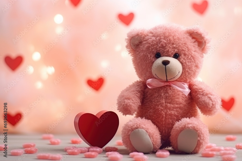 Teddy Bear and Heart-Shaped Box on Valentines Day Teddy Bear and Heart-Shaped Box on Valentines Day