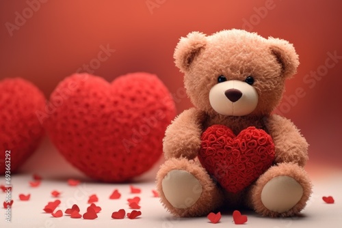 Teddy Bear and Heart-Shaped Box on Valentines Day