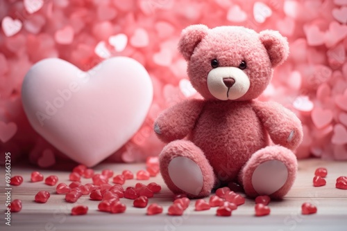 Teddy Bear and Heart-Shaped Box on Valentines Day