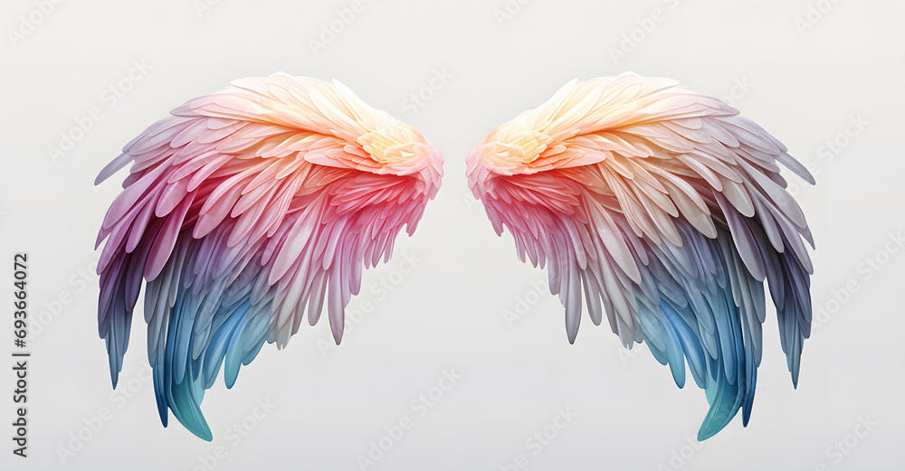 Obraz premium Beautiful magic watercolor angel wings isolated on white background