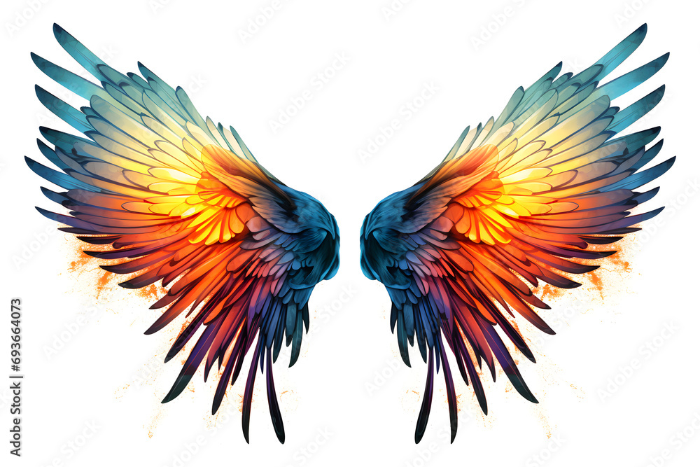 Obraz premium Beautiful magic watercolor angel wings isolated on white background