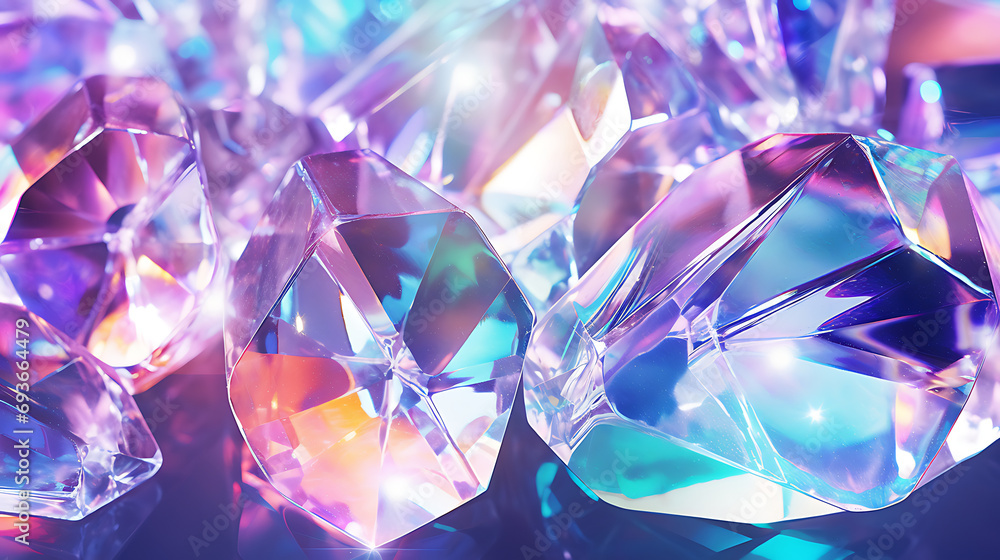 Abstract crystal background. Diamond gemstone prism texture. Brilliant iridescent rainbow refraction. Gem stone rock glass crystal golographic background Abstract crystal background. Diamond gemstone prism texture. Brilliant iridescent rainbow refraction. Gem stone rock glass crystal golographic background