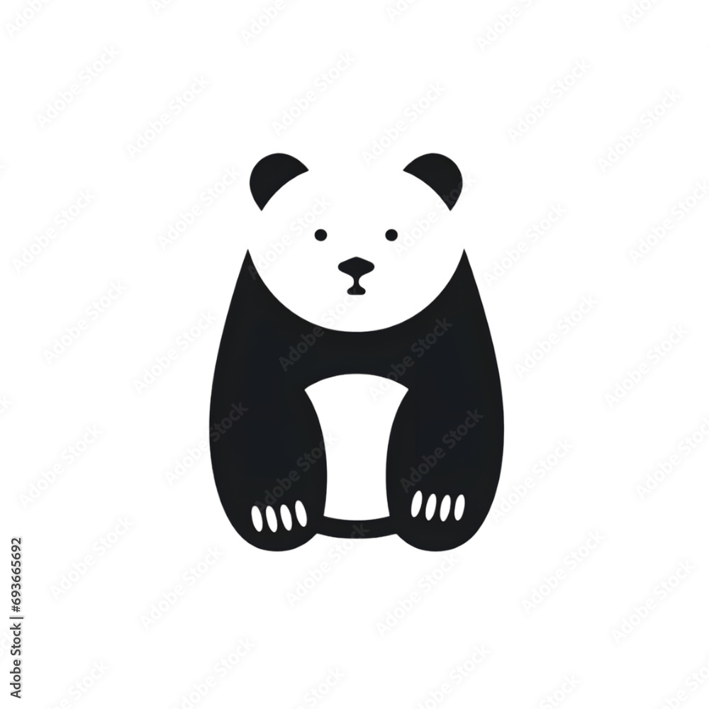 Fototapeta premium Hand drawn bear silhouette in a minimal style. Black and white graphic illustration isolated on transparent background 