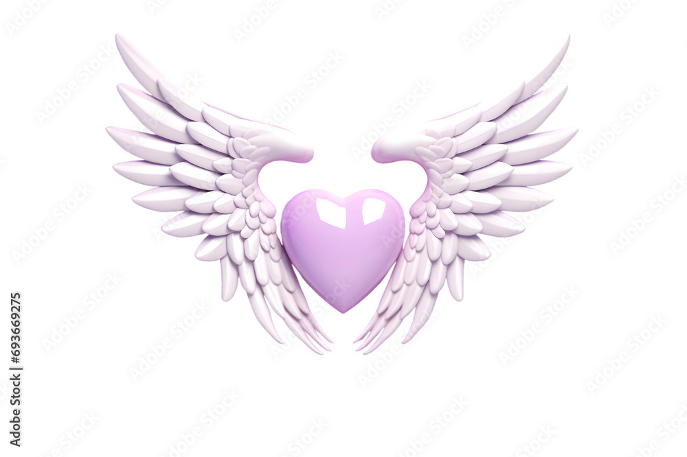 Pink heart with angel Cupid wings isolated on transparentbackground. Love, romance, date Pink heart with angel Cupid wings isolated on transparentbackground. Love, romance, date