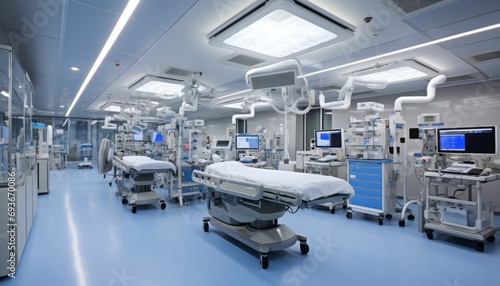 Cutting edge medical equipment and advanced devices in a state of the art modern operating room
