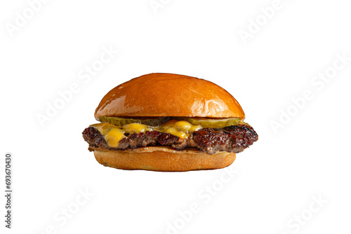 Foto hamburguesa pepinillos simple fondo transparente