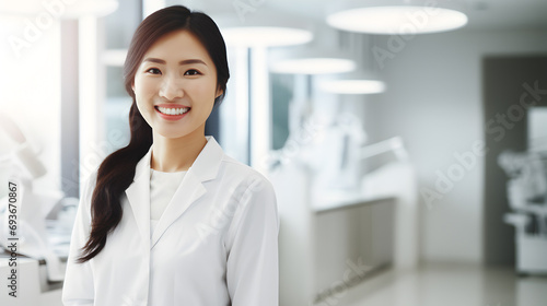 Dentist Woman Smiling While Standing in Dental Clinic