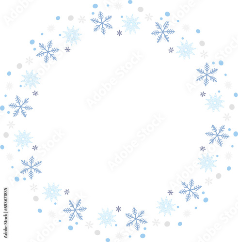 Snowflake Christmas Wreath Circle Border Frame