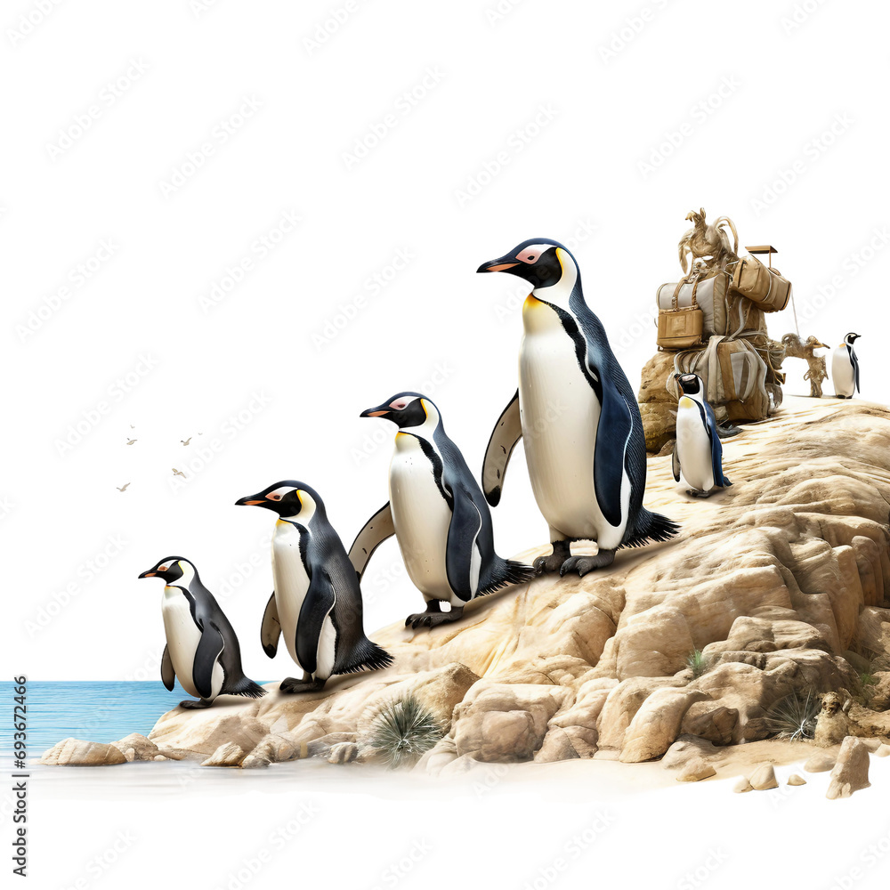 Obraz premium penguins on the beach