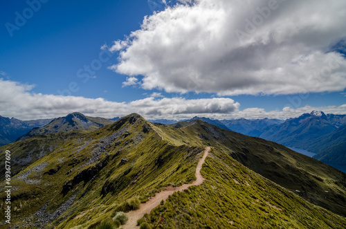 Fiordland National Park view on a Kepler track in New Zealand.