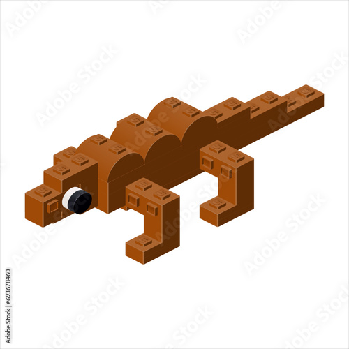 Brown lizard in isometry. Vector