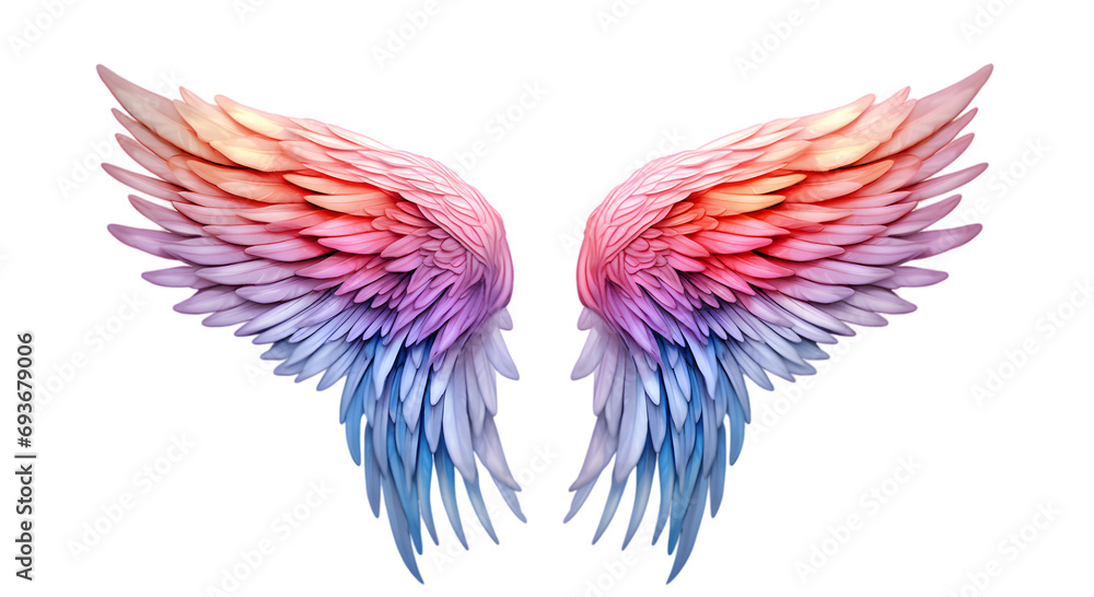 Fototapeta premium Beautiful magic watercolor angel wings isolated on transparent background