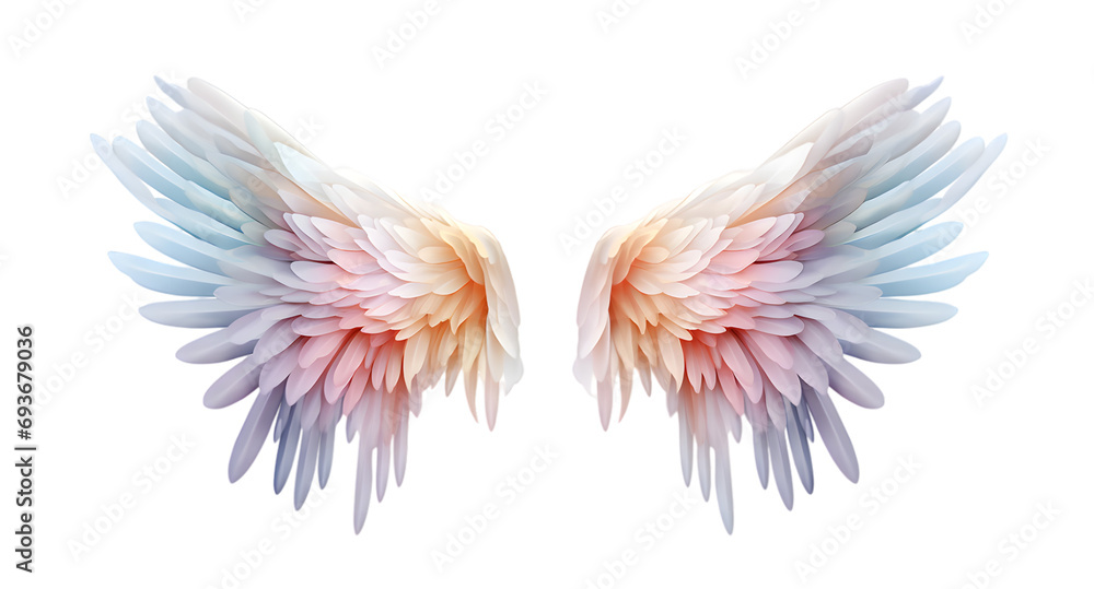 Obraz premium Beautiful magic watercolor angel wings isolated on transparent background