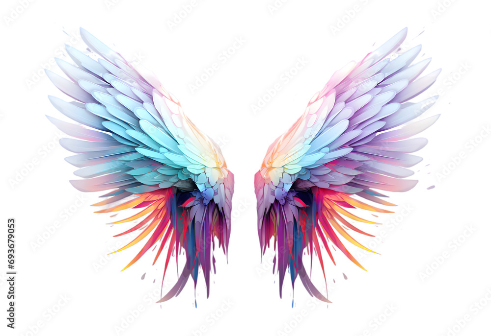 Obraz premium Beautiful magic watercolor angel wings isolated on transparent background