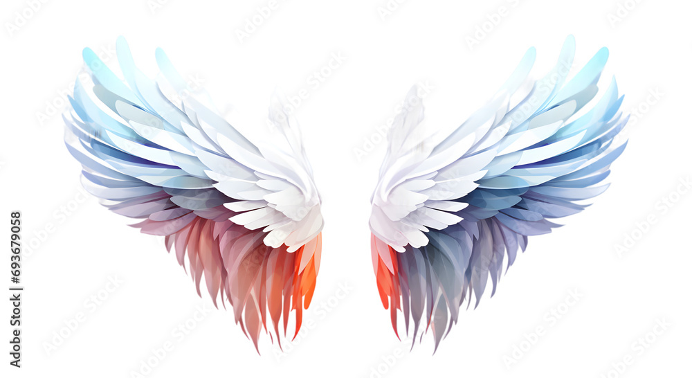 Obraz premium Beautiful magic watercolor angel wings isolated on transparent background