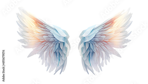 Beautiful magic watercolor angel wings isolated on transparent background photo