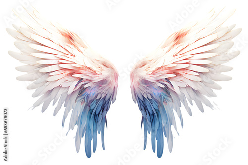 Beautiful magic watercolor angel wings isolated on transparent background © Oksana