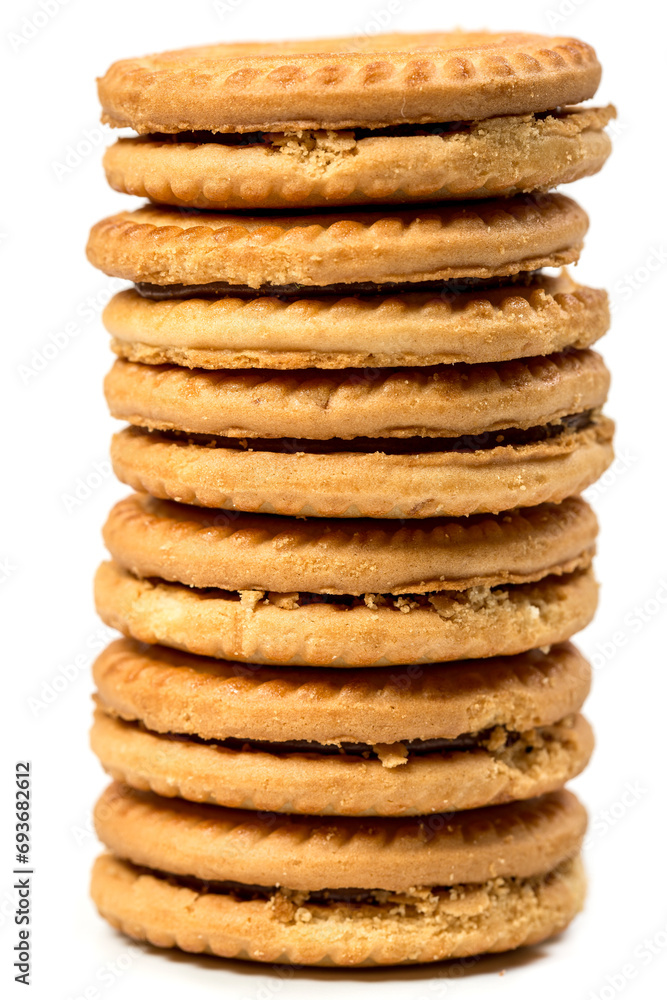 Round vanilla cookies on white background Round vanilla cookies on white background