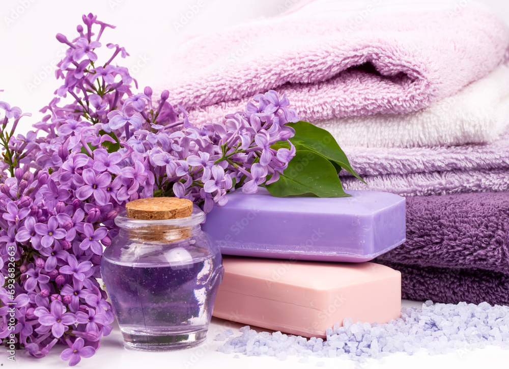 Lilac nature cosmetics, handmade preparation of essential oils, perfume, creams, soaps from fresh and lilac flowers Lilac nature cosmetics, handmade preparation of essential oils, perfume, creams, soaps from fresh and lilac flowers
