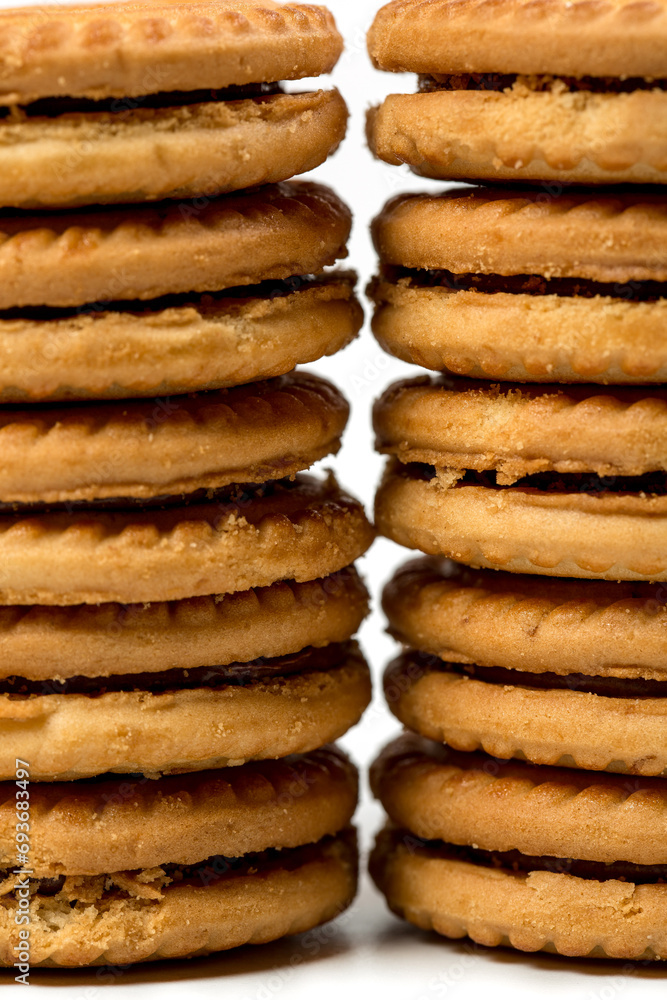Round vanilla cookies on white background Round vanilla cookies on white background