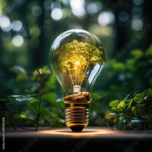 A glowing light bulb, symbo...