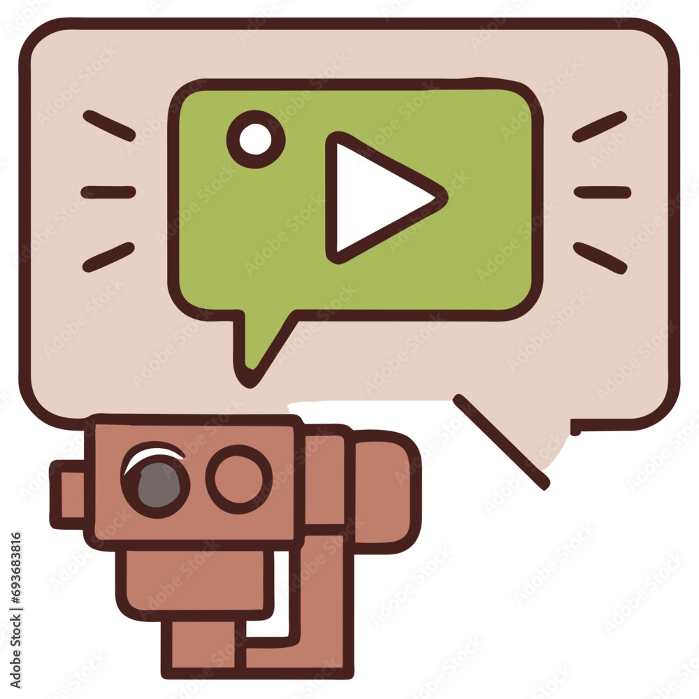 Speech bubble with a camera lens for vloggingvektor icon illustation Speech bubble with a camera lens for vloggingvektor icon illustation