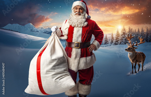 santa with sack of gifts in...