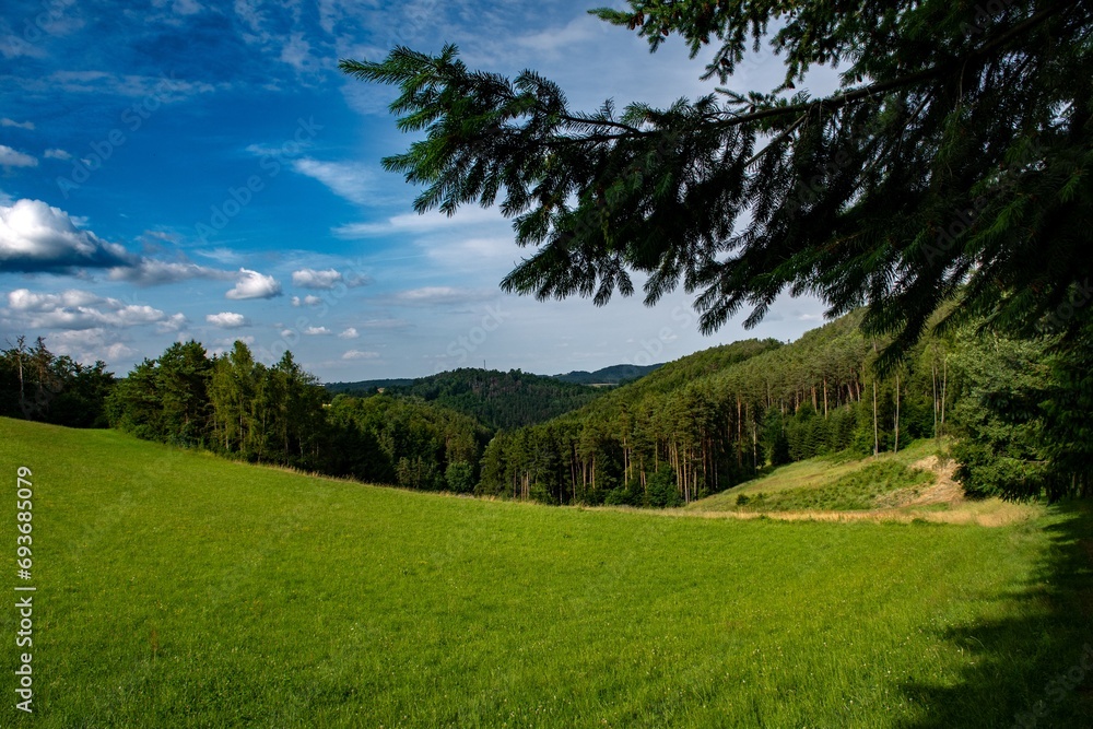 Rural Landscape With Pastures And Forests In The Region Waldviertel In Austria