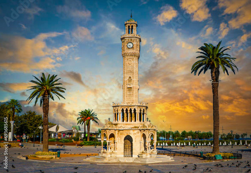 Turkey izmir old clock tower photo