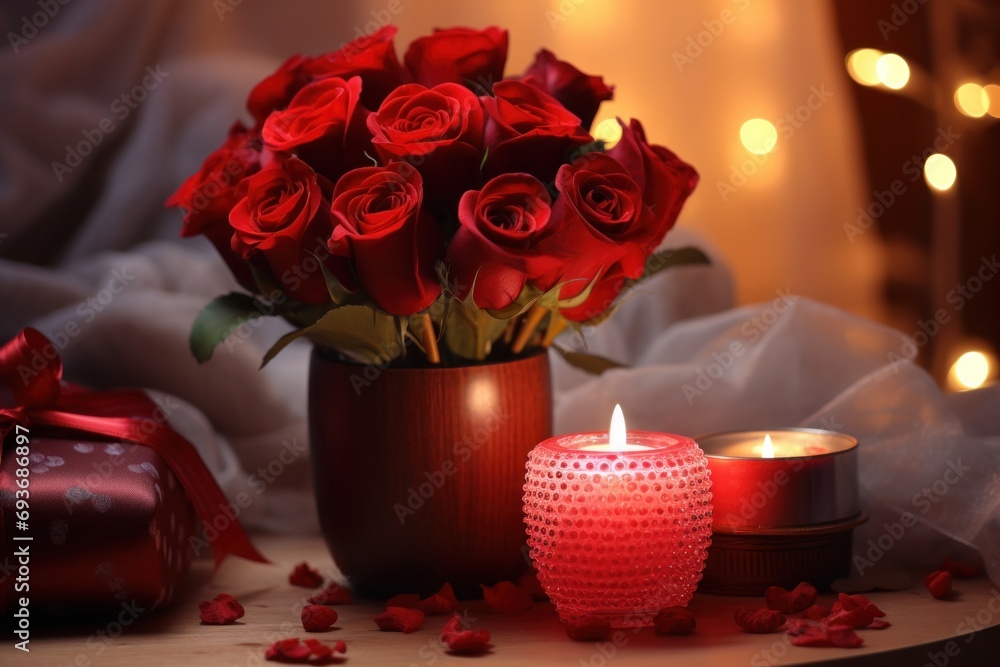 Obraz premium Romantic Valentine's Day ambiance, space for love notes