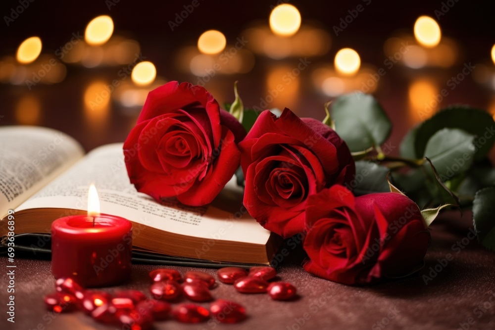 Romantic Valentine's Day ambiance, space for love notes Romantic Valentine's Day ambiance, space for love notes
