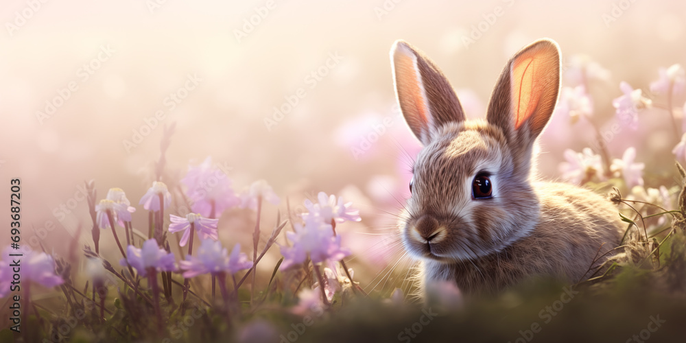 easter rabbit in flowers easter rabbit in flowers