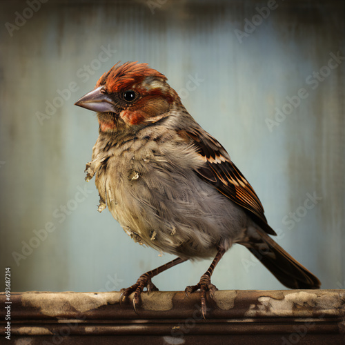 Ethereal 19th Century Hand-Painted Ambrotype Sparrow Photography with Rich Colors & Textures photo