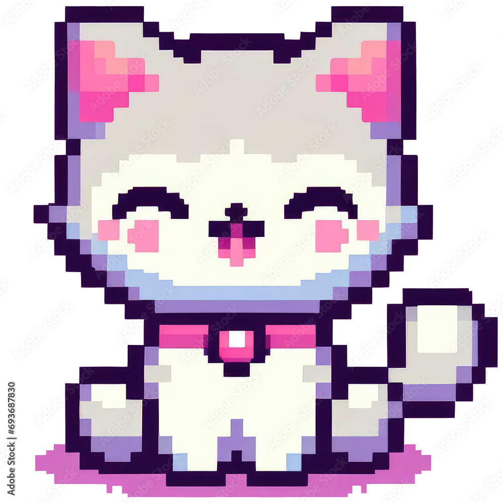 Pixel art of a cat sitting, transparent background (PNG) Pixel art of a cat sitting, transparent background (PNG)