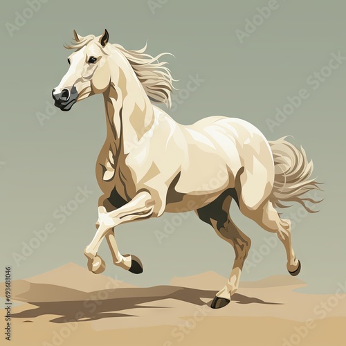 Andalusian horse with white coat color and light mane. Concept  Unique thoroughbred mare. A majestic artiodactyl animal. 