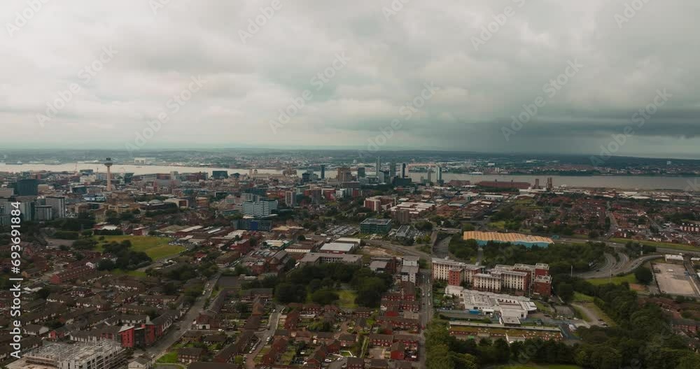 Beautiful panorama of historic and modern architecture of Liverpool, Great Britain on bright day Beautiful panorama of historic and modern architecture of Liverpool, Great Britain on bright day
