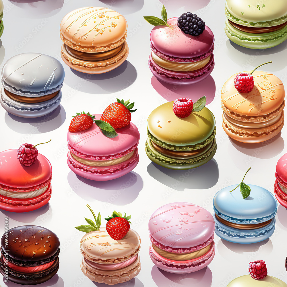Delicious yummy variety of colorful macaroons. Seamless pattern. Delicious yummy variety of colorful macaroons. Seamless pattern.