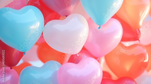 colorful heart-shaped balloons for Valentine's Day celebration.