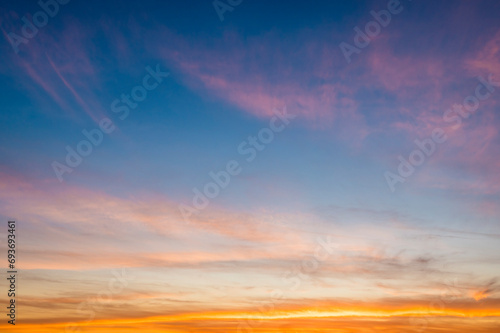 layered sunset sky of stratus clouds