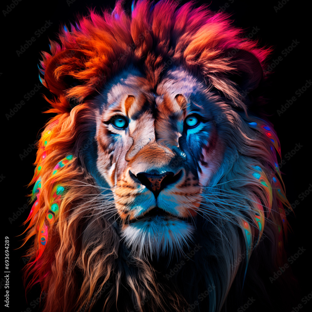 Rostro ilustracion leon colorido