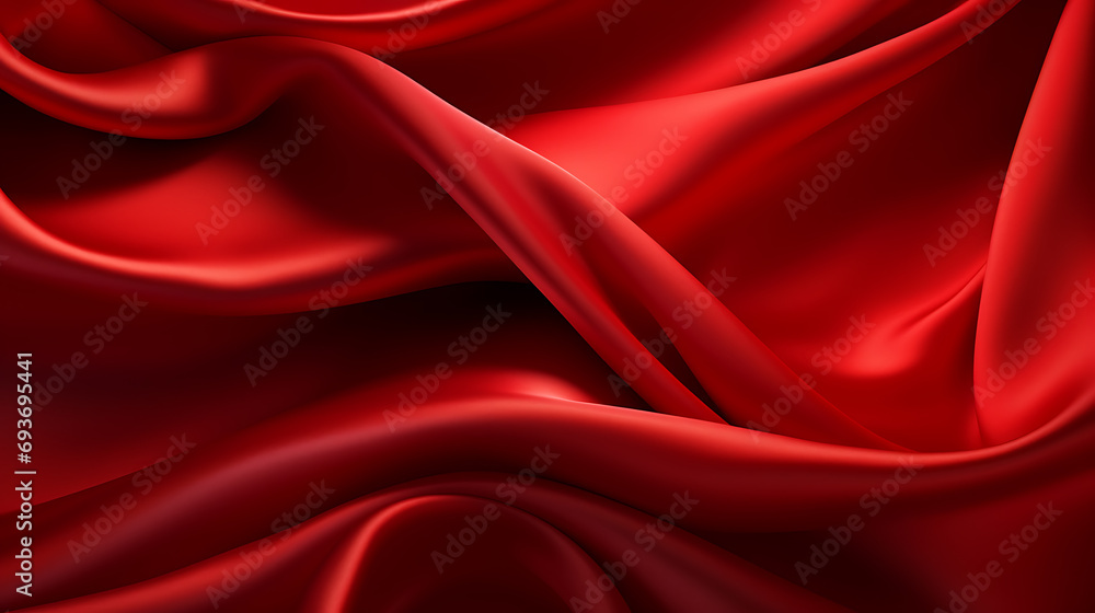 Obraz premium red wave background fabric folds wallpaper illustration