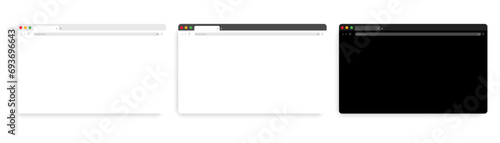 Web browser mockup in light modern flat design. computer web page in white gray and black theme. vector graphics eps10