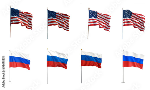 flags of America and Russia on transparent background PNG image