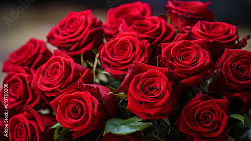 A luxurious bouquet of red roses symbolizing love